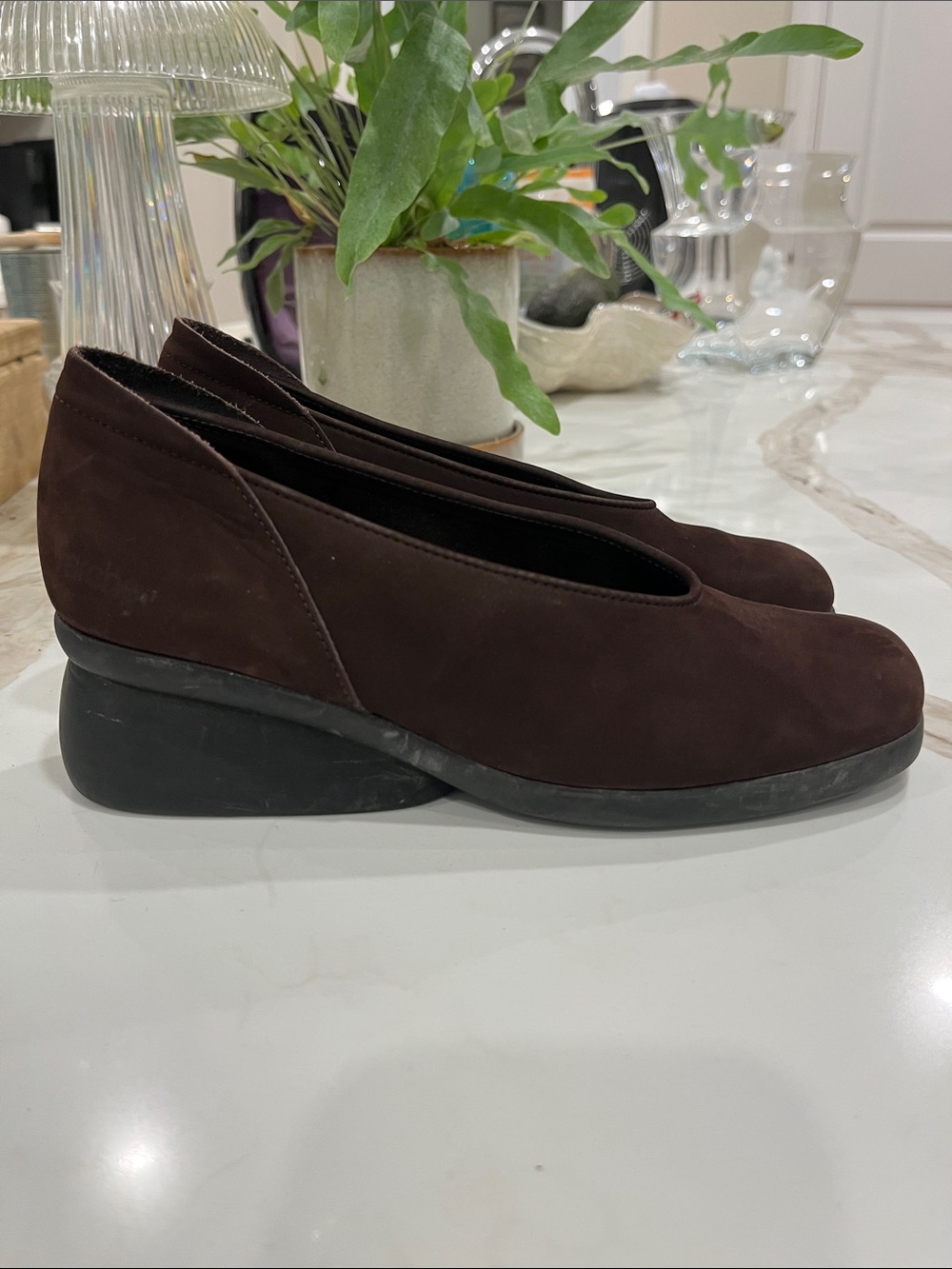 Arche Hindy Dark Brown Suede 2” Low Wedge Slip-On Loafers made in France 🇫🇷